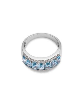Aquamarine & Diamond Band in 14K White Gold
