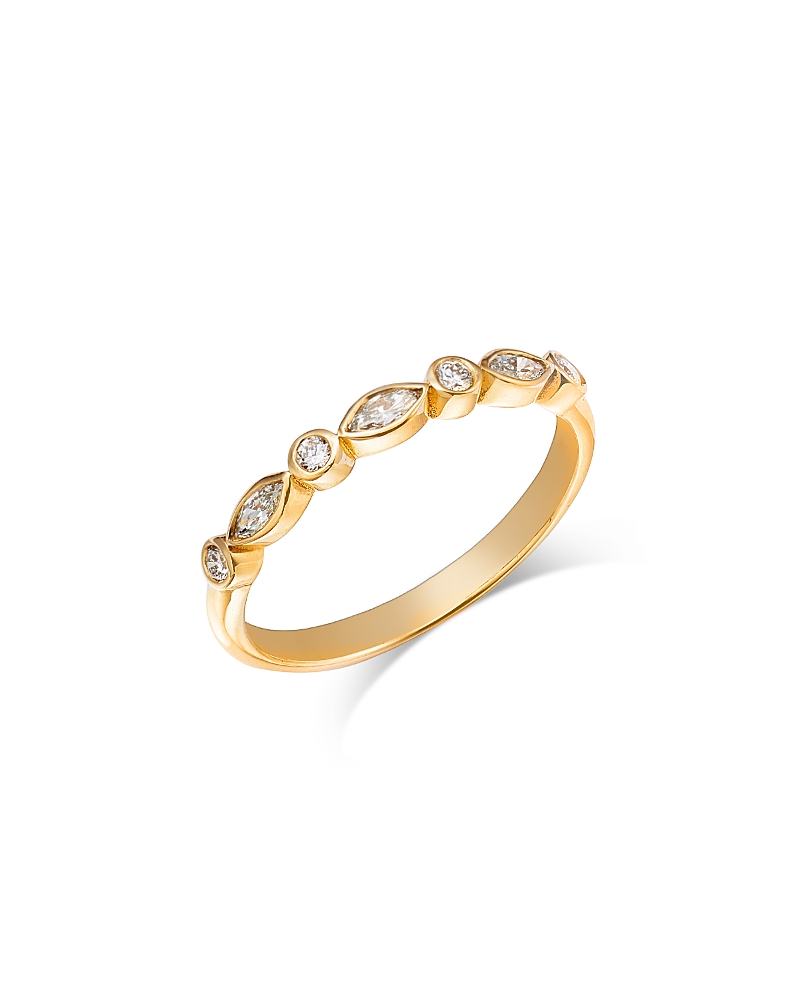 Moon & Meadow 14k Yellow Gold Lab Grown Diamond Marquis & Round Bezel Ring In White/gold