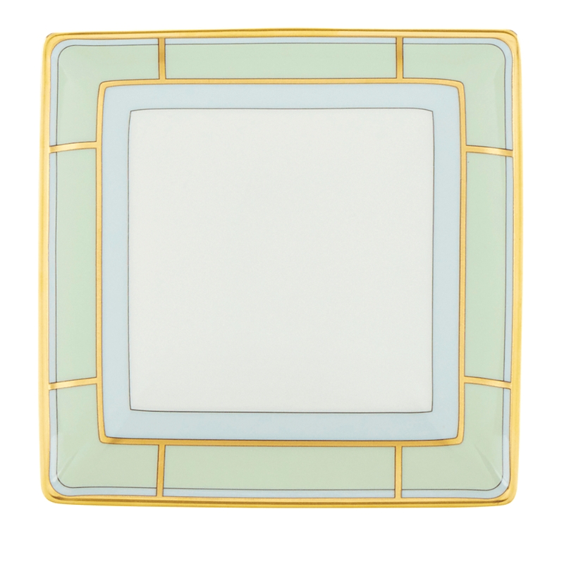 Ginori 1735 Porcelain Colonna Diva Square Change Tray In Verde