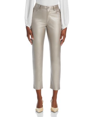 Lennon High Rise Straight Jeans in Silver Metallic