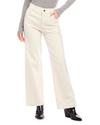 Karen Kane - High Rise Wide Leg Jeans in Natural