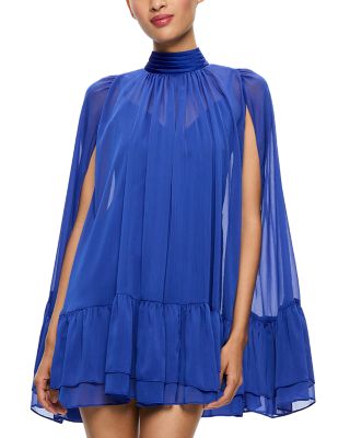 Alice and Olivia - Zenon Tie Neck Mini Cape Dress