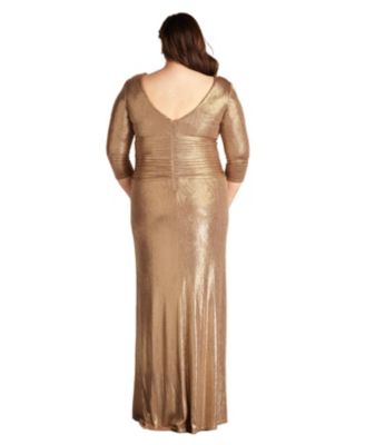 Plus Ryah Metallic Twist Drape Gown