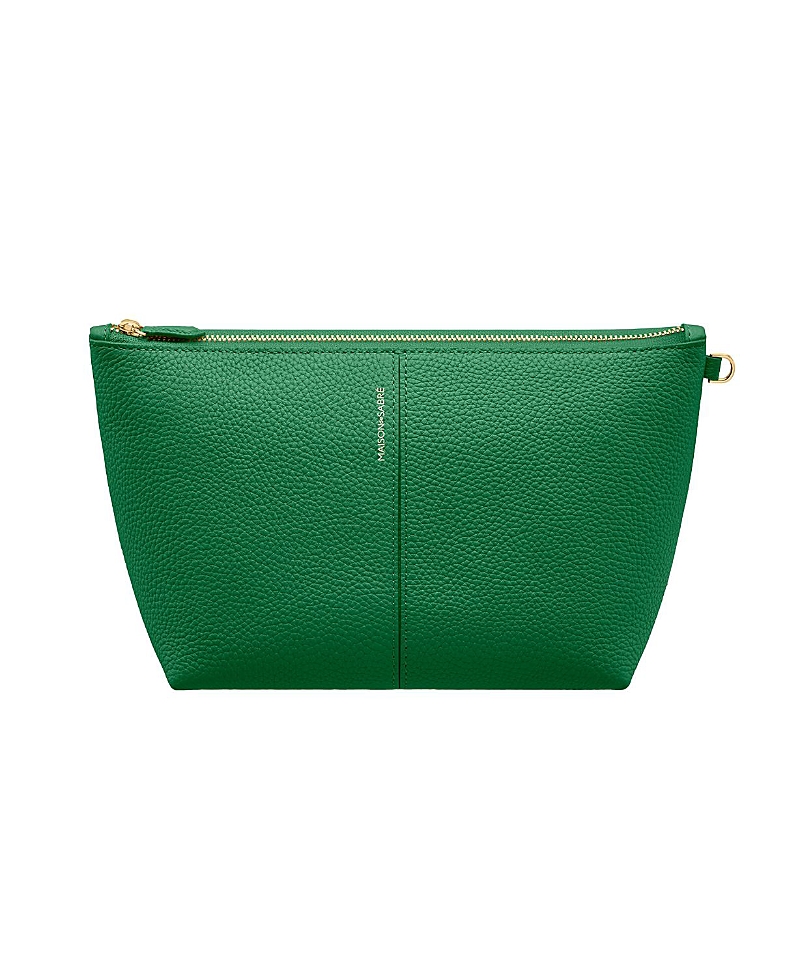 Maison De Sabre Maison De Sabré Medium Leather Flaire Pouch In Emerald Green