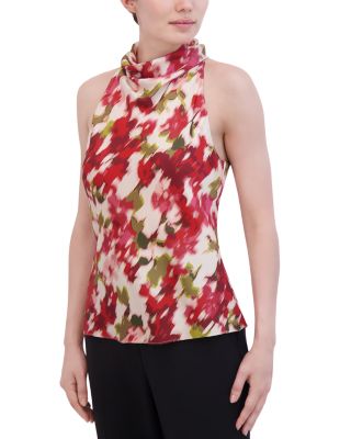 Bcbgmaxazria Printed Cowl Halter Top