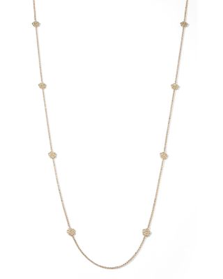 18K Yellow Gold Daisy By The Inch Diamond Flower Long Statement Necklace, 36"