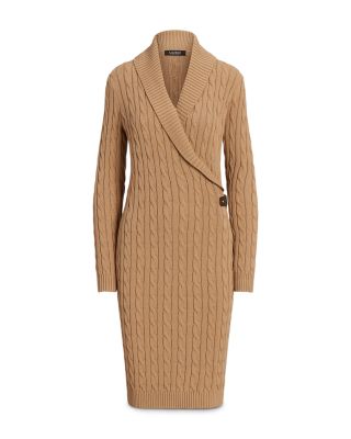 Ralph Lauren Cable Knit Buckle Trim Sweater Dress