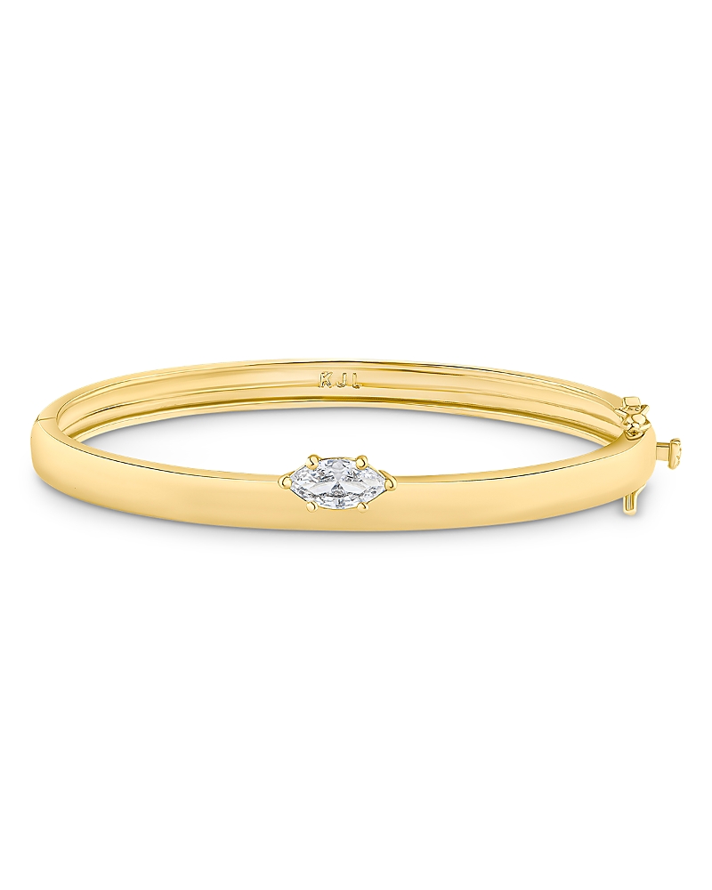 Kenneth Jay Lane Marquise Cubic Zirconia Thin Bangle Bracelet In 14k Gold Plated In Gold
