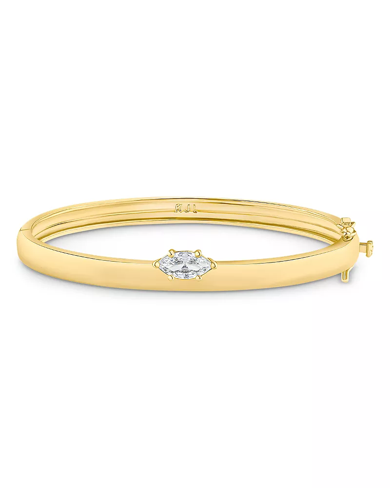 Kenneth Jay Lane Marquise Cubic Zirconia Thin Bangle Bracelet in 14K Gold Plated