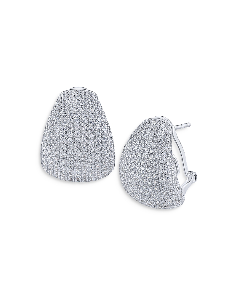 Kenneth Jay Lane Pave Tear Shape Drop Earrings in Rhodium Plated