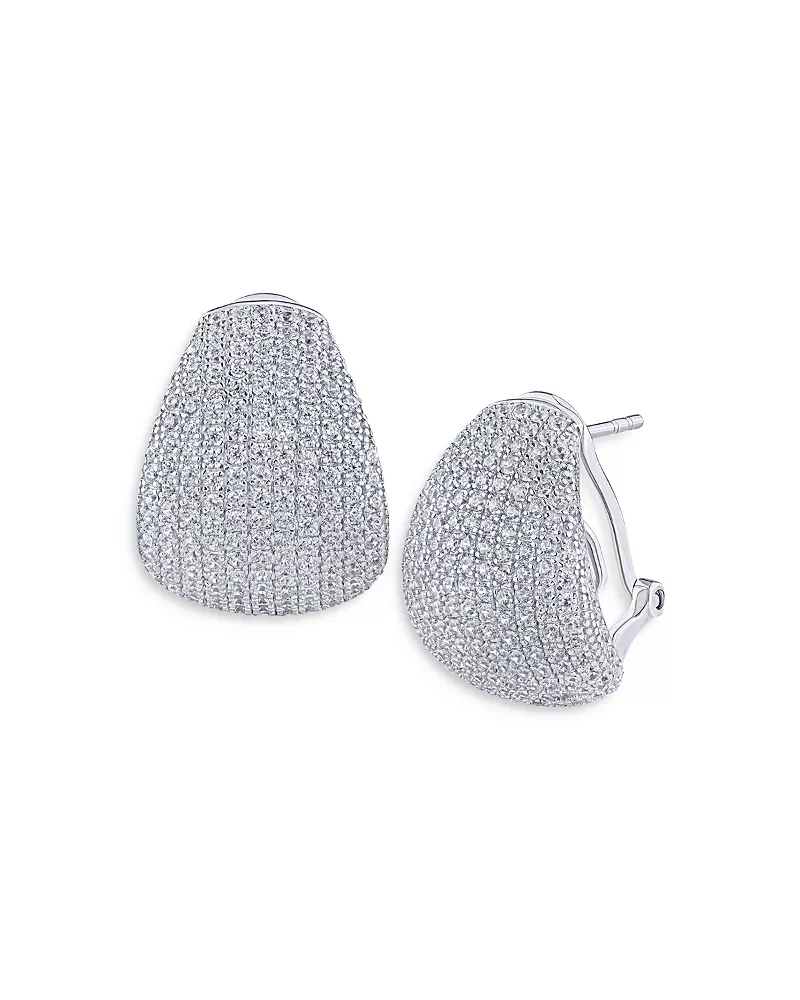 Kenneth Jay Lane Pave Tear Shape Drop Earrings in Rhodium Plated