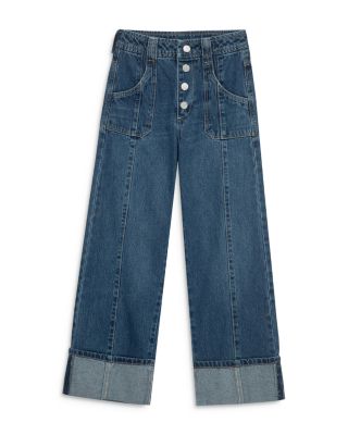 Habitual Kids - Girls' Button Wide Leg Cuffed Jeans - Big Kid