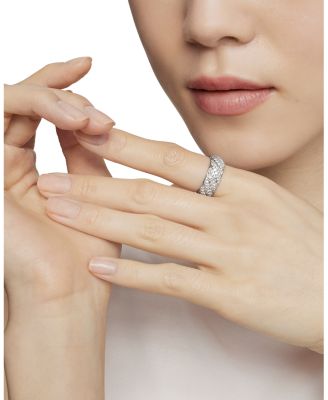 Sterling Silver Faceted Diamond Pav&eacute; Ring