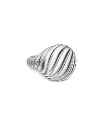 Sterling Silver Sculpted Cable Pinky Ring