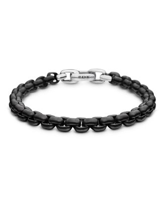 David Yurman - Men's Black PVD Stainless Steel & Sterling Silver Box Chain Bracelet