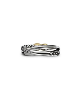 Petite X Ring in Sterling Silver with 18K Yellow Gold, 4mm
