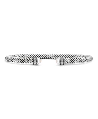 David Yurman Cable Classic Bracelet with Cultured Freshwater Pearls and Diamonds
