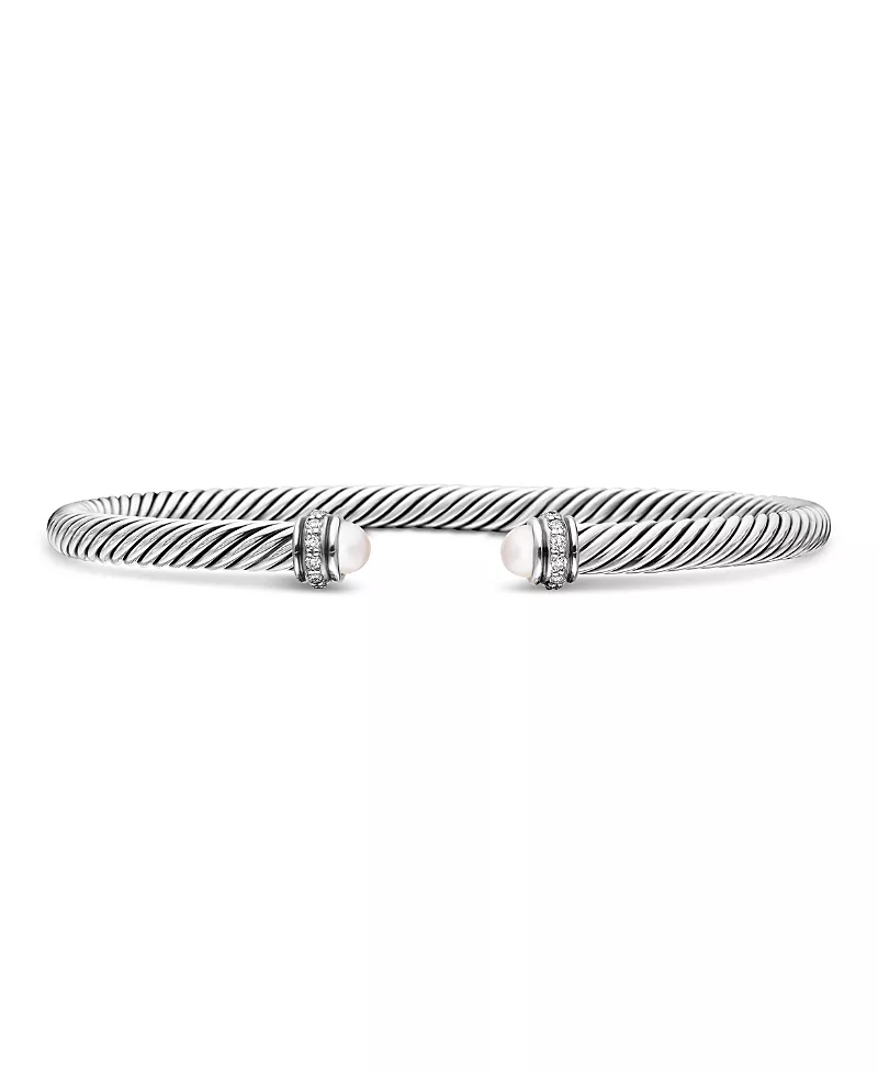 David Yurman Cable Classic Bracelet with Cultured Freshwater Pearls and Diamonds