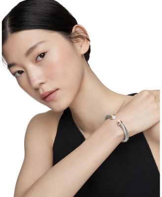 Classic Cable Bracelet in Sterling Silver with 14K Yellow Gold, 7mm