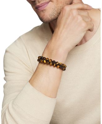 Men's Spiritual Beads Two-Row Bracelet with Tiger's Eye