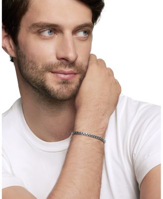 Men&#39;s Double Box Chain Bracelet in Sterling Silver, 4mm