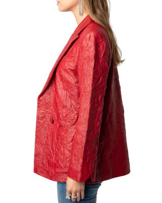 Visko Cuir Froisse Leather Blazer