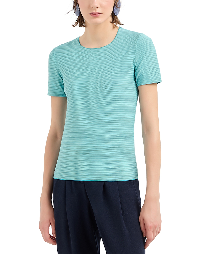 EMPORIO ARMANI STRETCH JACQUARD JERSEY SHORT SLEEVE TOP