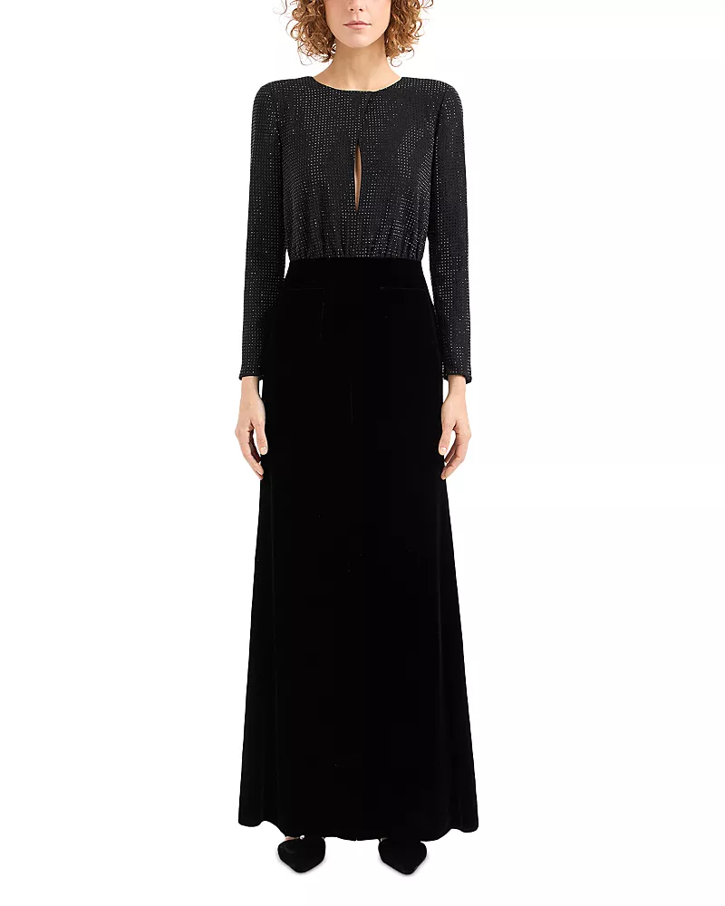 Emporio Armani Rhinestone Bodice Velvet Gown