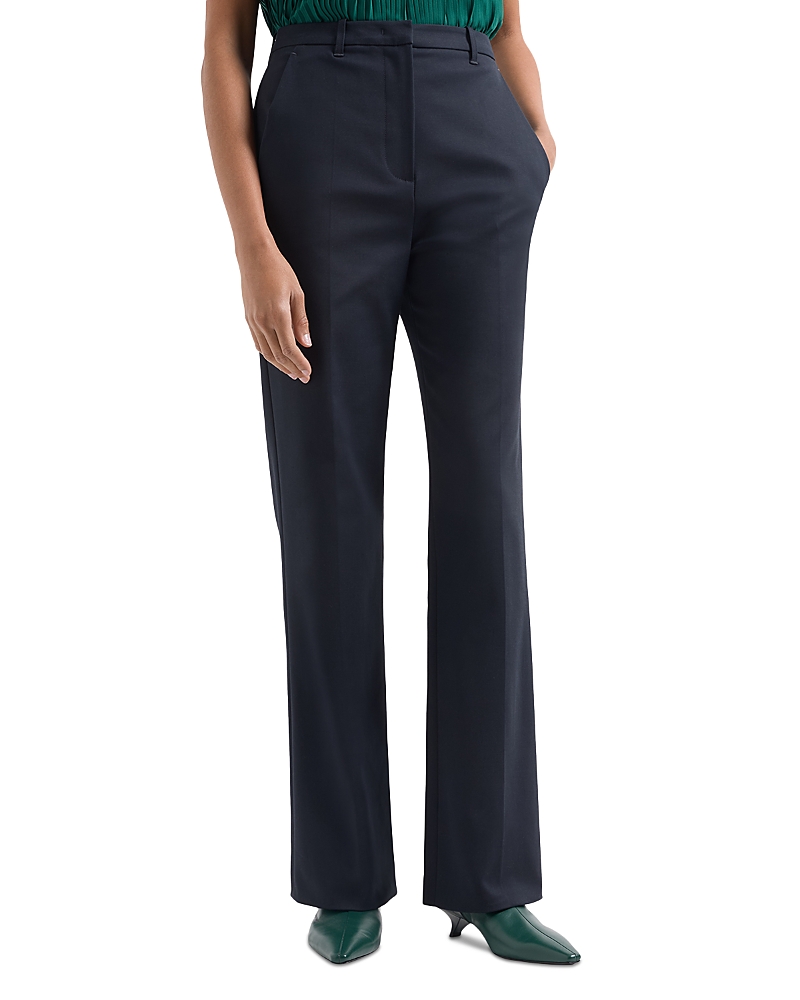 Emporio Armani Bootcut Couture Cotton Trousers In Navy