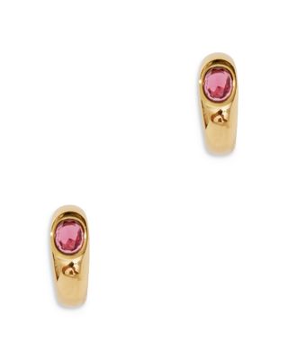 Aqua 18K Gold Plated Gemstone Hoop Earrings - Exclusive