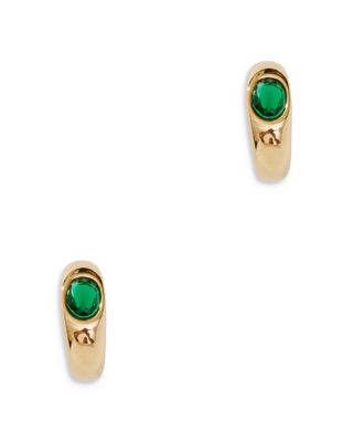 AQUA - 18K Gold Plated Gemstone Hoop Earrings - Exclusive