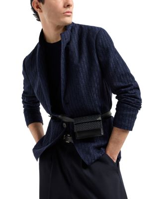 Modern Fit Geometric Patterned Bonded Knit Wool Blazer