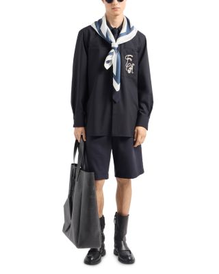 Textured Regular Fit Pleated Bermuda Shorts