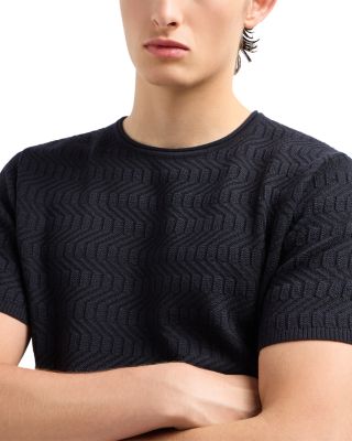 Virgin Wool Allover Geometric Jacquard Motif T Shirt