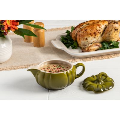 Stoneware Pumpkin Gravy Boat with Lid