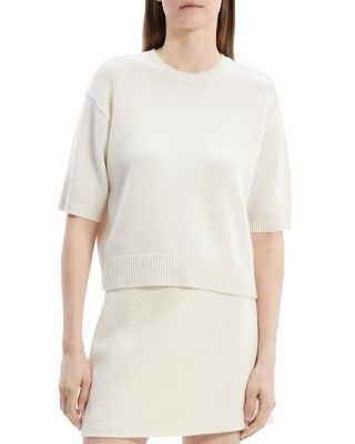 Theory Cashmere Cropped Short Sleeve Sweater