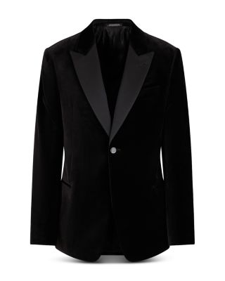 Regular Fit Embossed Print and Satin Lapel Blazer