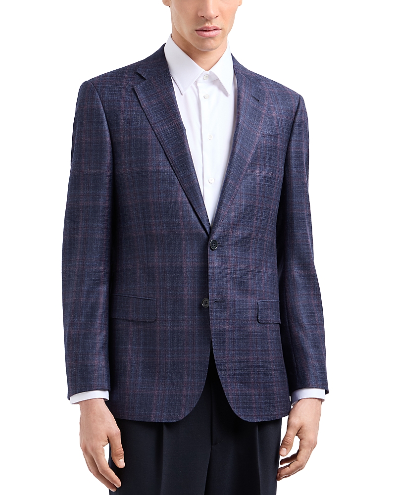 Emporio Armani Textured Pattern Blazer In Fancy Purple