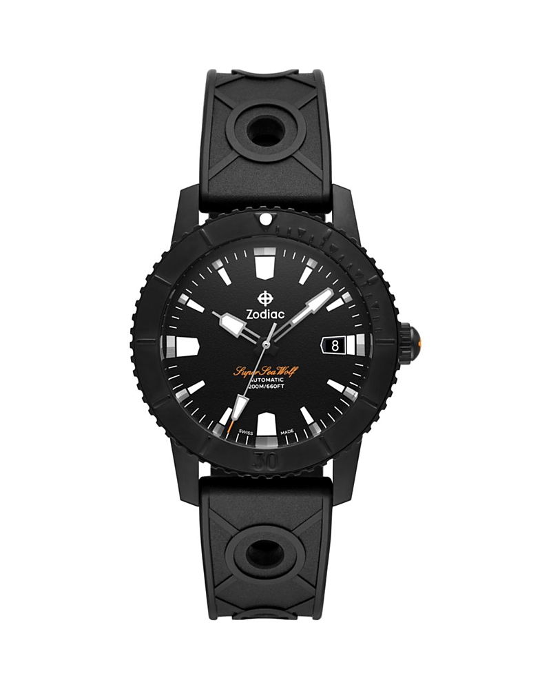 ZODIAC COMPRESSION DIVER AUTOMATIC RUBBER STRAP WATCH, 40MM