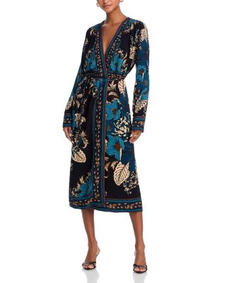 FARM Rio - Blossom Tapestry Black Midi Dress