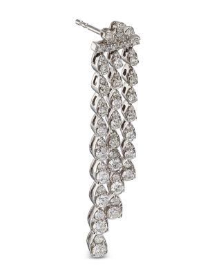 14K White Gold Diamond Drop Earrings, 2.00 tcw