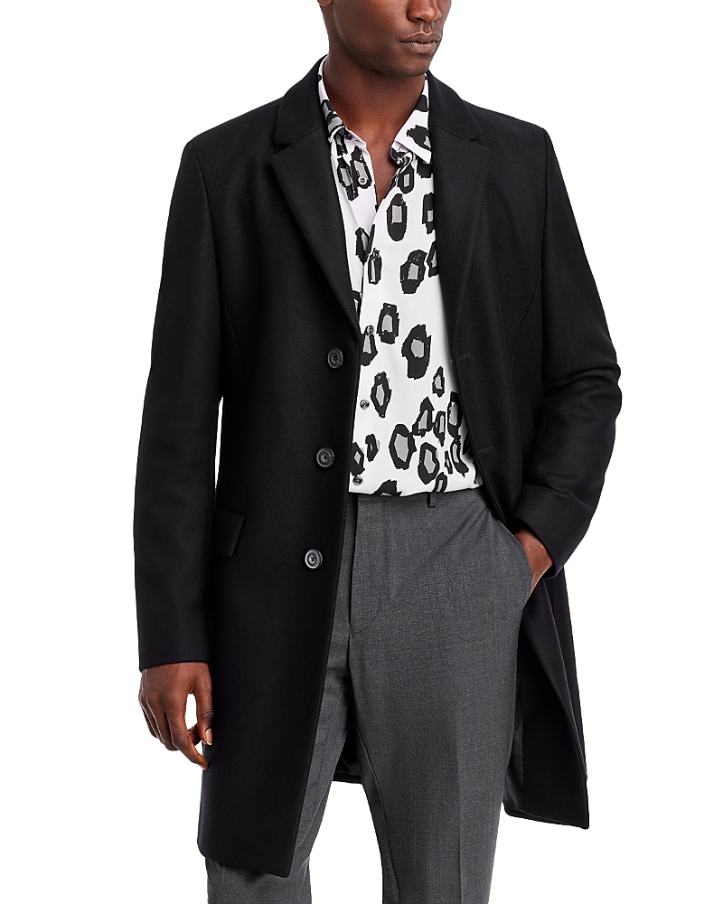 Hugo Boss Migor Topcoat In Black