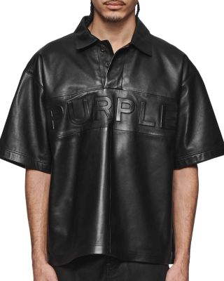 Purple Brand Leather Logo Polo Shirt