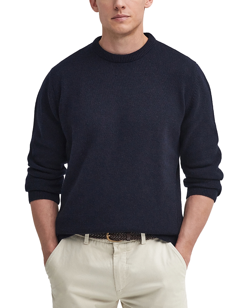 Barbour Holden Elbow Patch Wool Crewneck Sweater In Navy