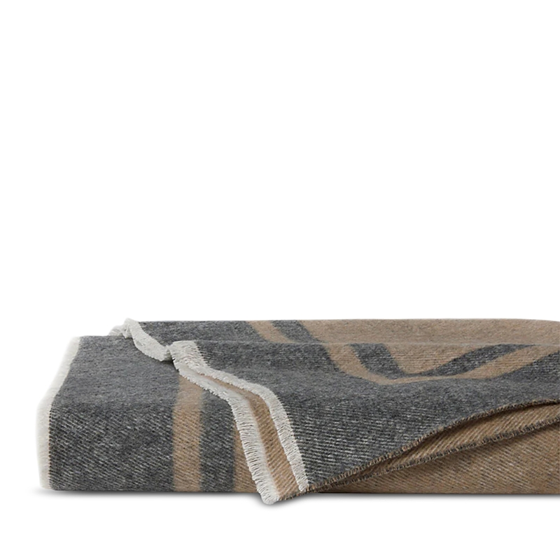 Sferra Viletta Cotton, Wool & Cashmere Blend Throw In Grey/beige