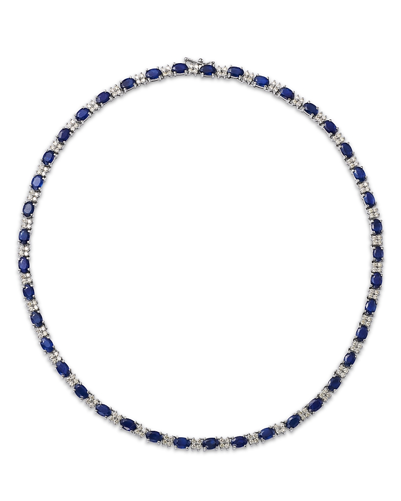 Bloomingdale's Fine Collection Blue Sapphire & Diamond Collar Necklace In 14k White Gold, 16 - Exclusive In Blue/white