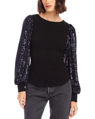 Fifteen Twenty - Sequin Bishop Sleeve Top