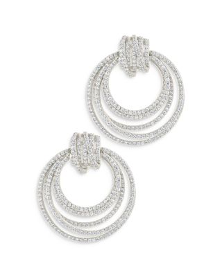 Jordana Pav&amp;eacute; Circle Stud Earrings in Rhodium Plated