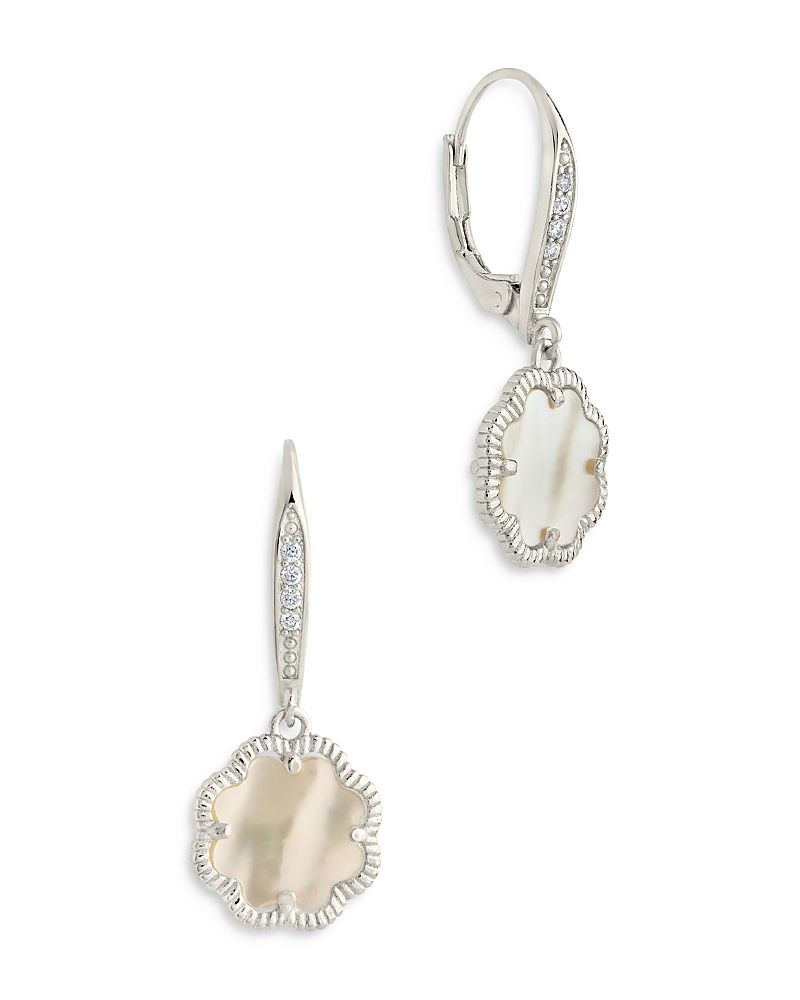Sterling Forever Pearl Short Drop Earrings In White/silver