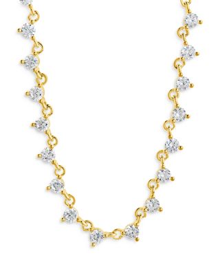 Brigid Cubic Zirconia Tennis Necklace in 14K Gold Plated, 16&amp;quot;-18&amp;quot; 